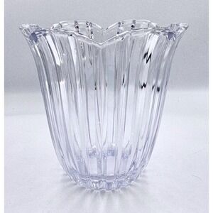 5th Avenue Vintage Ribbed Cut Crystal Tulip Ice Bucket Champagne Wine NO LID